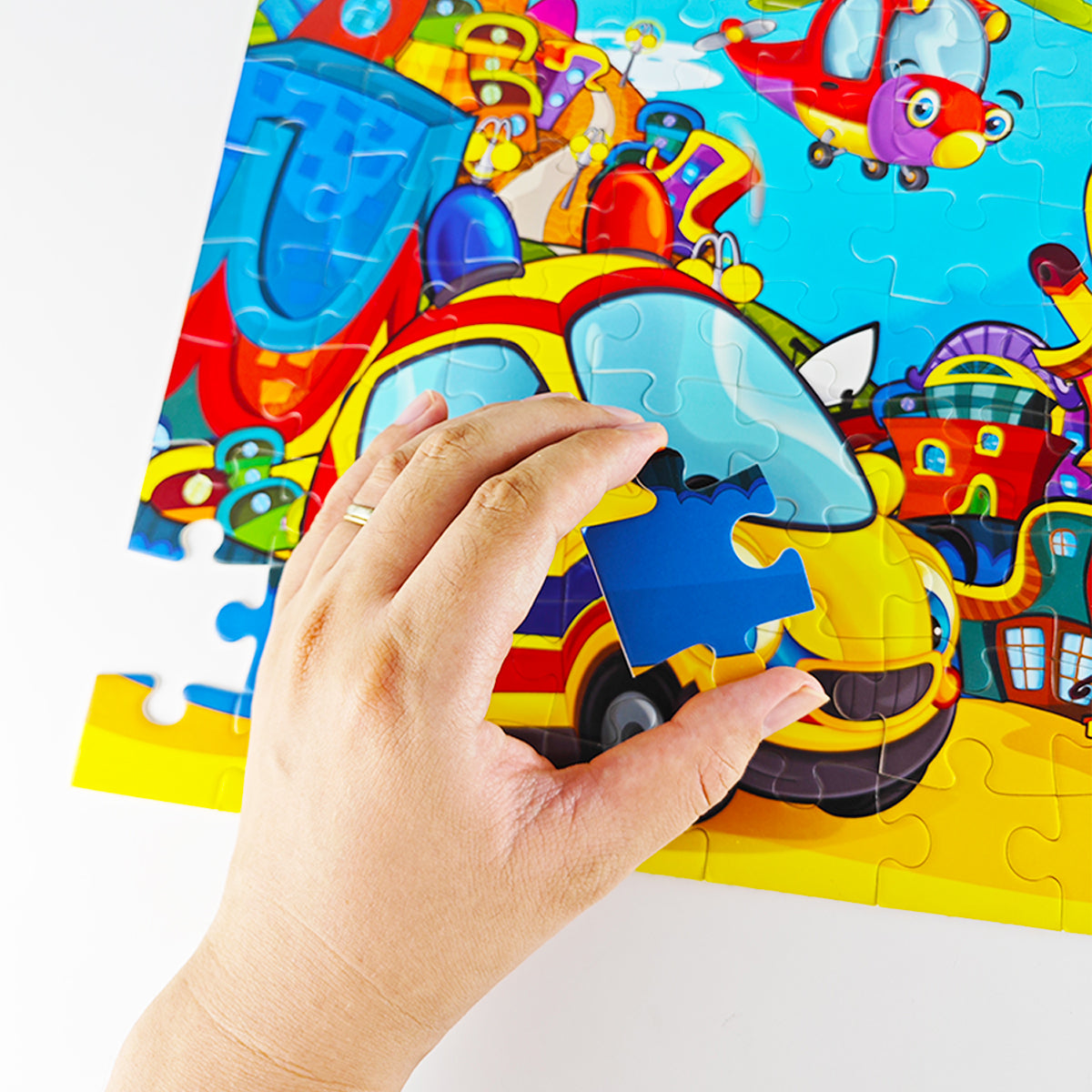 MISITU Jigsaw Puzzles for Children Cartoon Cars Helicopter 100 Pieces Puzzles 18 x 14 Inches