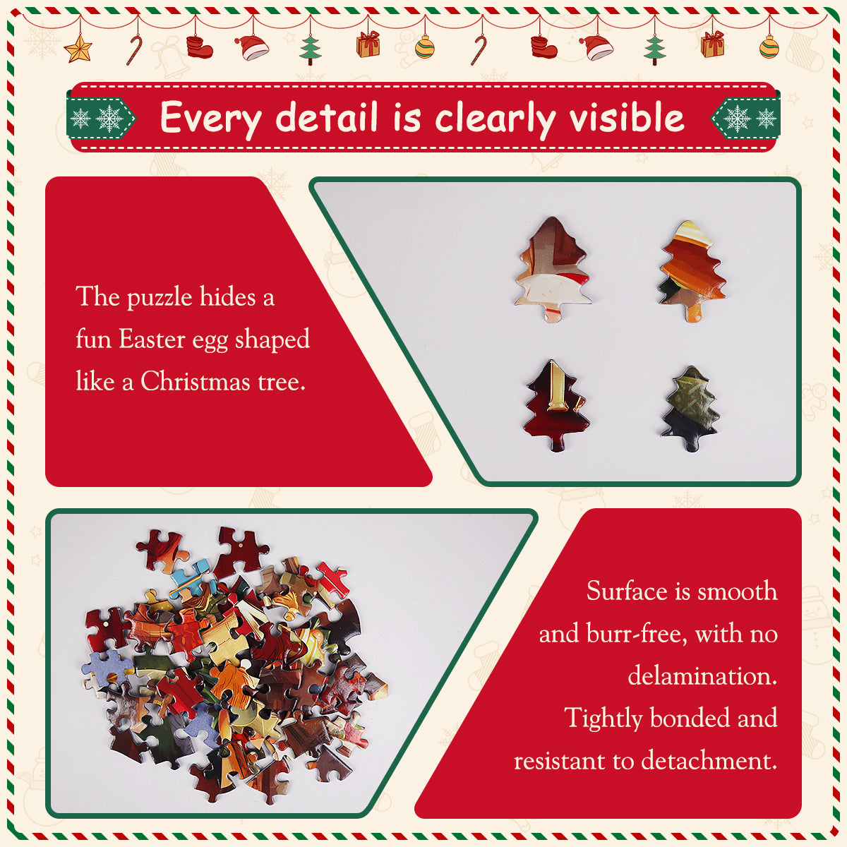 451 Pieces Christmas Tree Shape Jigsaw Puzzles Challenge for Kids and Adults Home Decoration