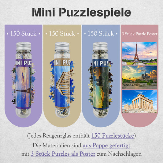 Mini Size 3 Pack 150 Pieces Puzzles European Landmarks for Adult 6 x 4 Inches