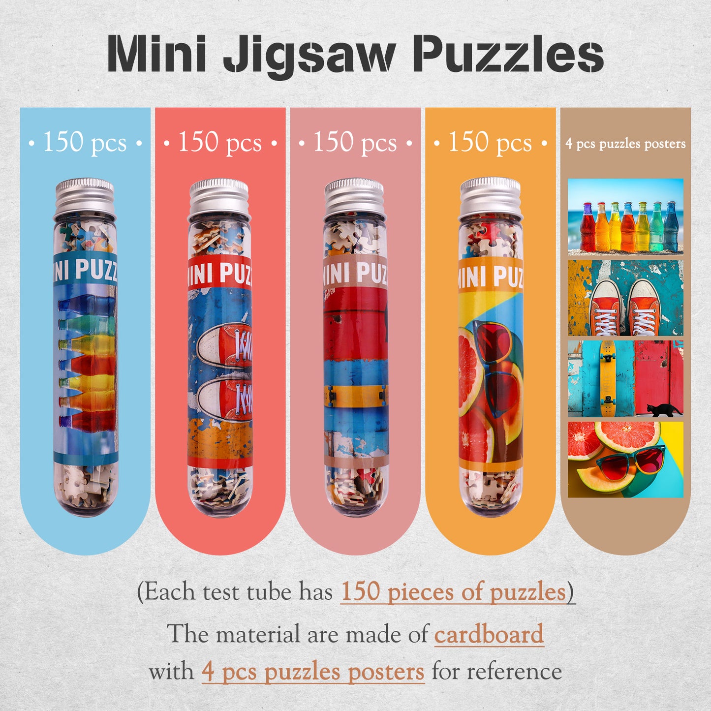 Jigsaw Puzzles Mini Size 4 Pack 150 Pieces Puzzle Summer Theme Puzzles for Adult 6 x 4 Inches