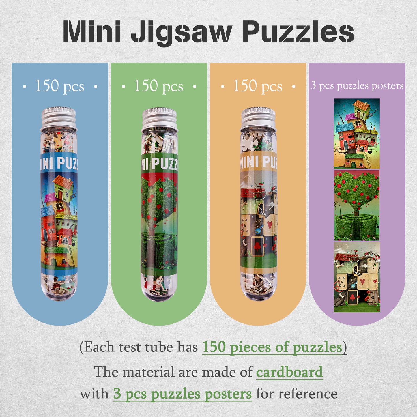Jigsaw Puzzles Mini Size 3 Pack 150 Pieces Puzzle Fantasy Houses Puzzles for Adult 6 x 4 Inches