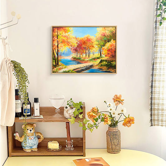 MISITU Mini Jigsaw Puzzles 1000 Pieces - Maple and Stream - Puzzle Decor 38x26cm