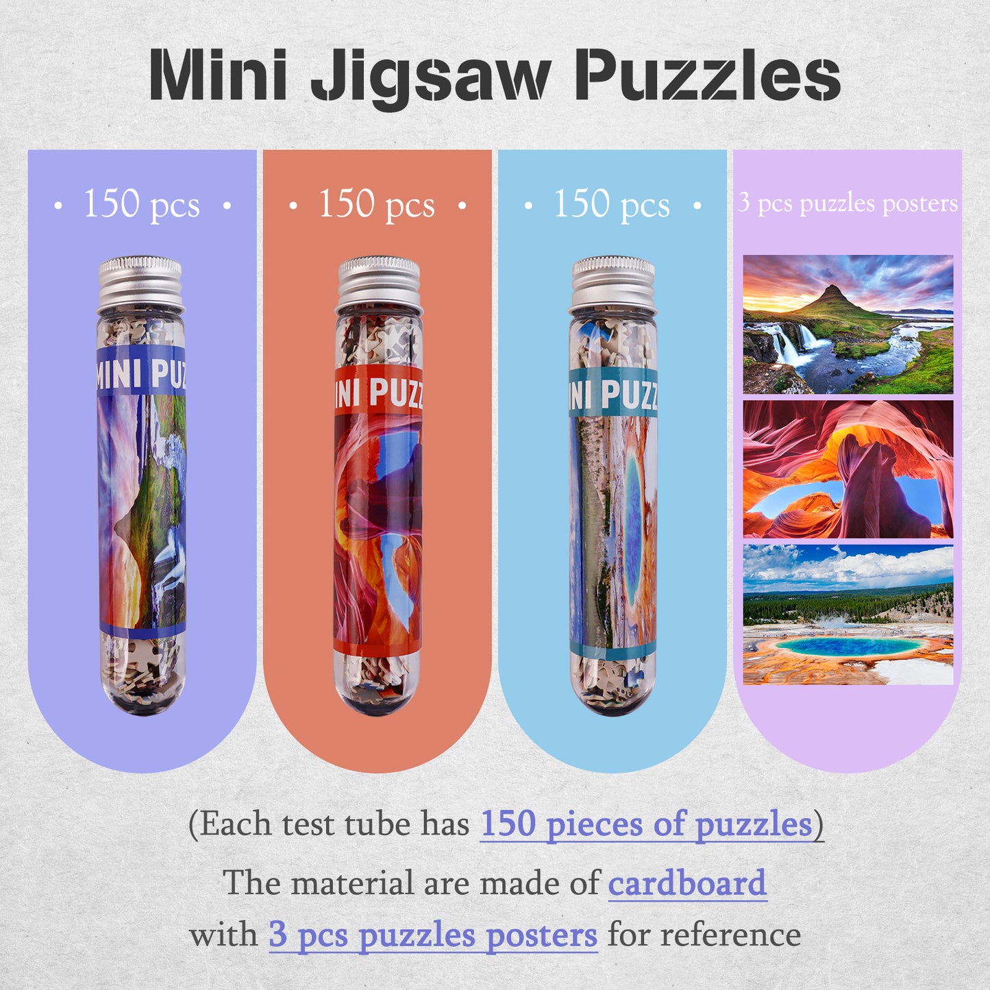 Jigsaw Puzzles Mini Size 3 Pack 150 Pieces Puzzle Valley Lake Puzzles for Adult 6 x 4 Inches