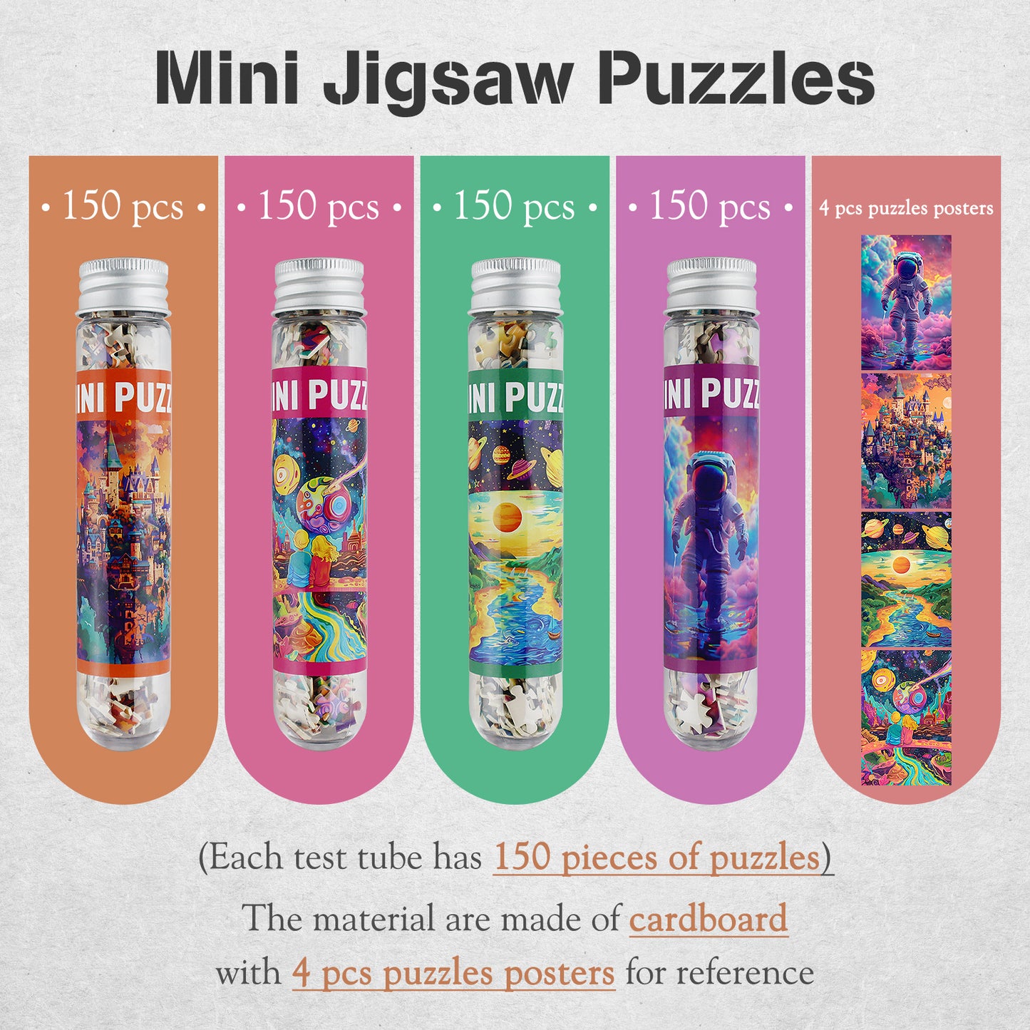 Jigsaw Puzzles Mini Size 4 Pack 150 Pieces Puzzles -Space Fantasy - for Adult 6 x 4 Inches