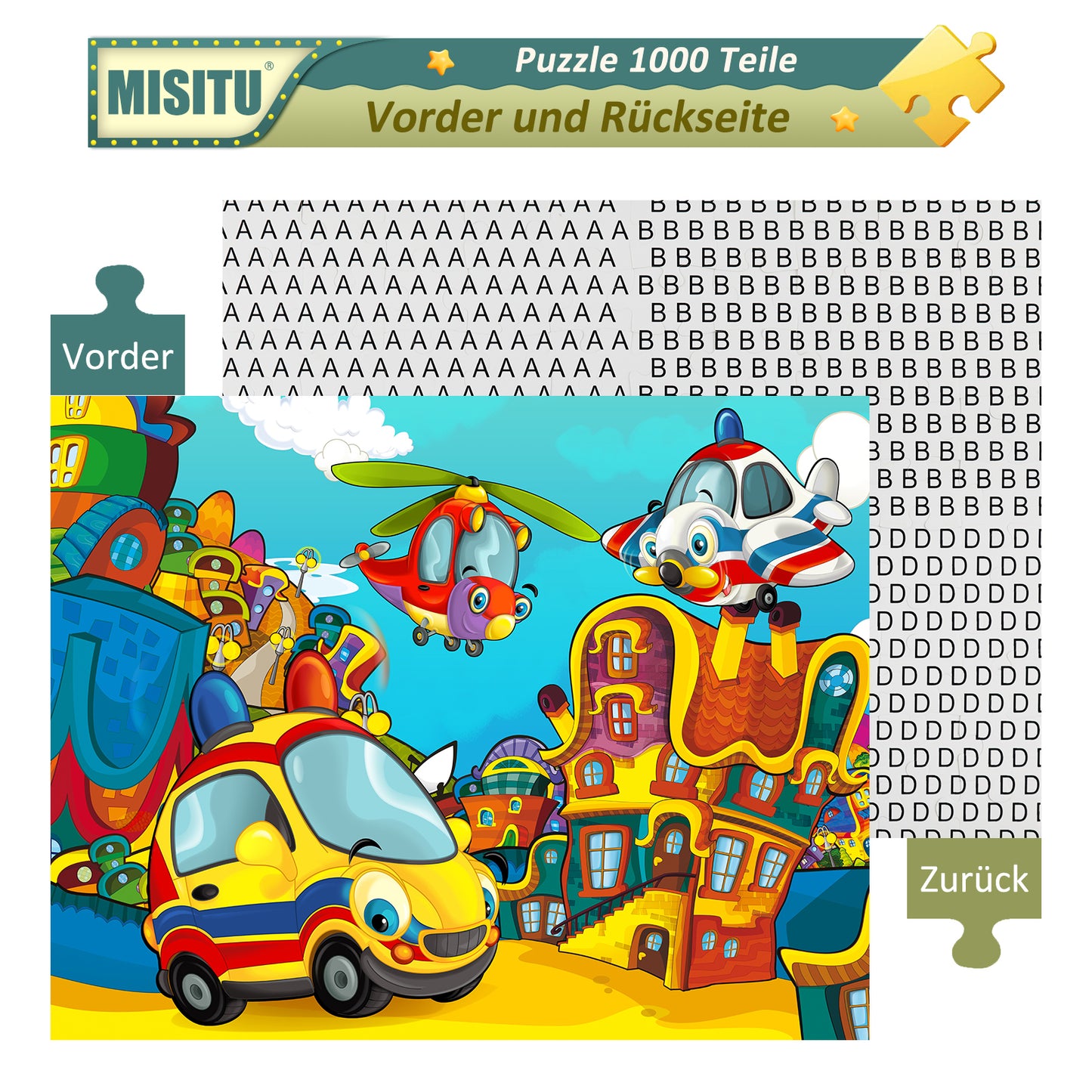MISITU Jigsaw Puzzles for Children Cartoon Cars Helicopter 100 Pieces Puzzles 18 x 14 Inches