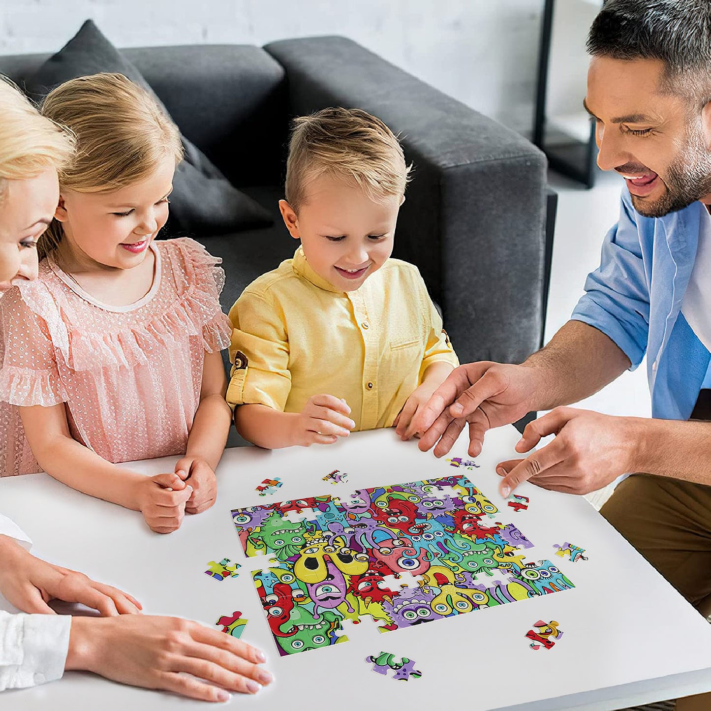 MISITU Jigsaw Puzzles for Children Cartoon Monsters 100 Pieces Puzzles 18 x 14 Inches