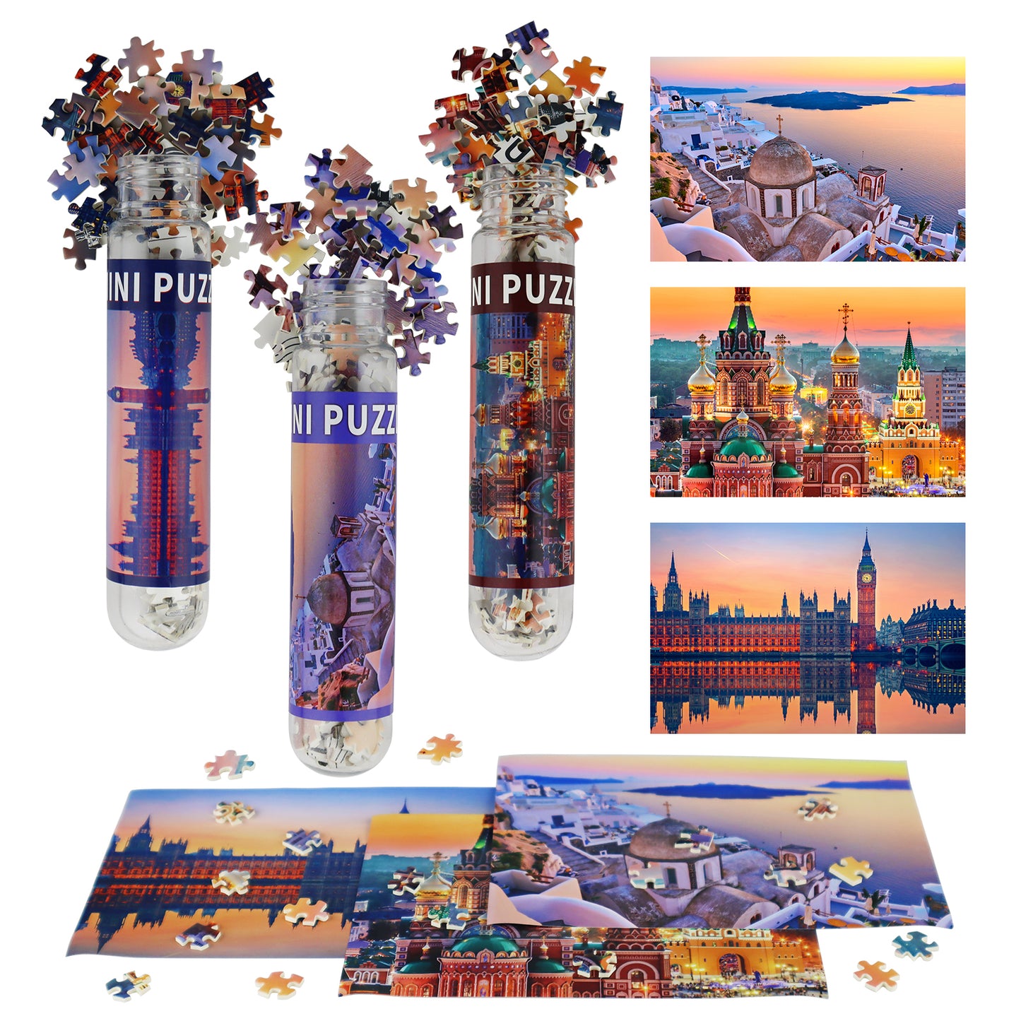 Mini Size 3 Pack 150 Pieces Puzzles World Landmarks for Adult 6 x 4 Inches