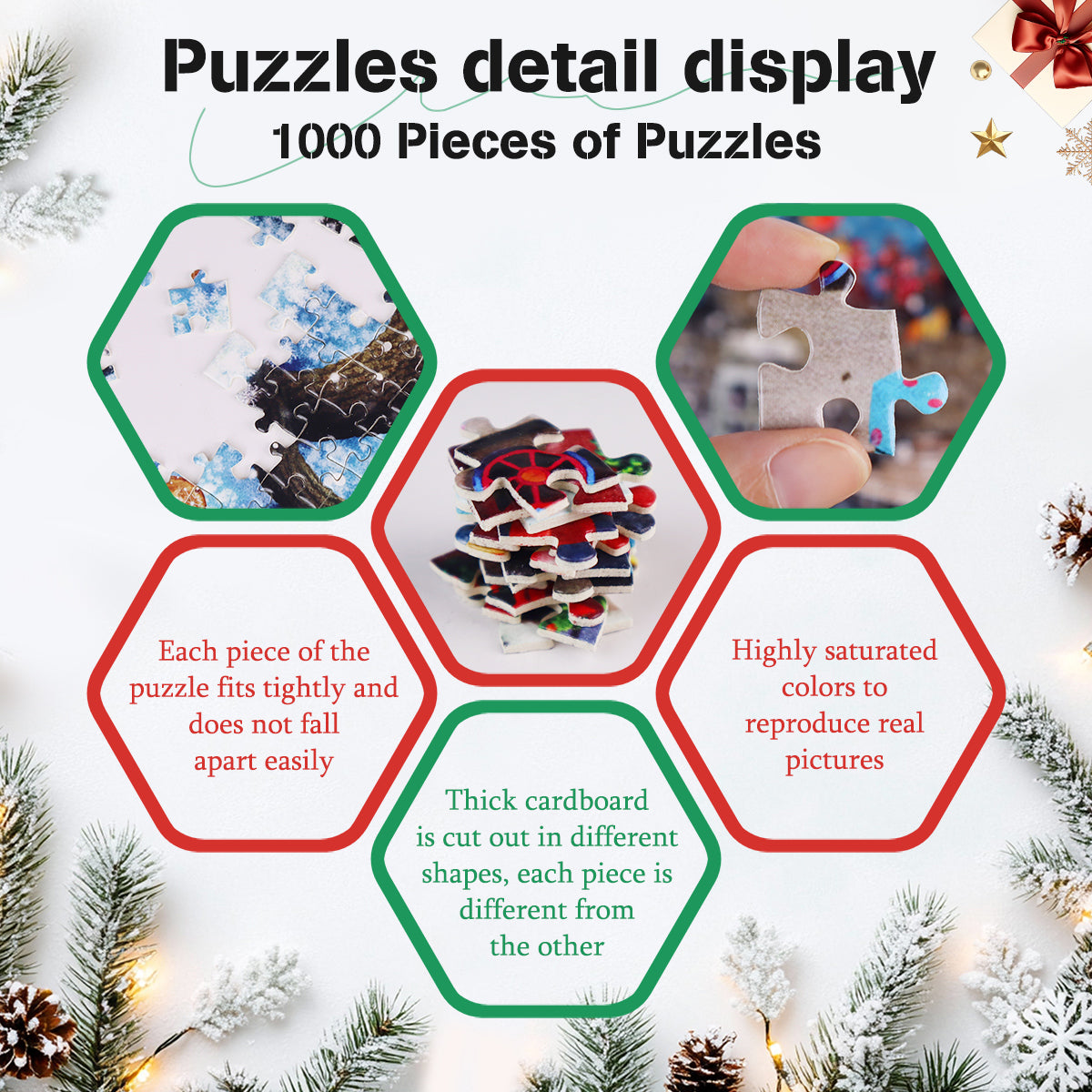 1000 Pieces Jigsaw Puzzles Challenge for Adults Christmas Animals Puzzles Home Decoration