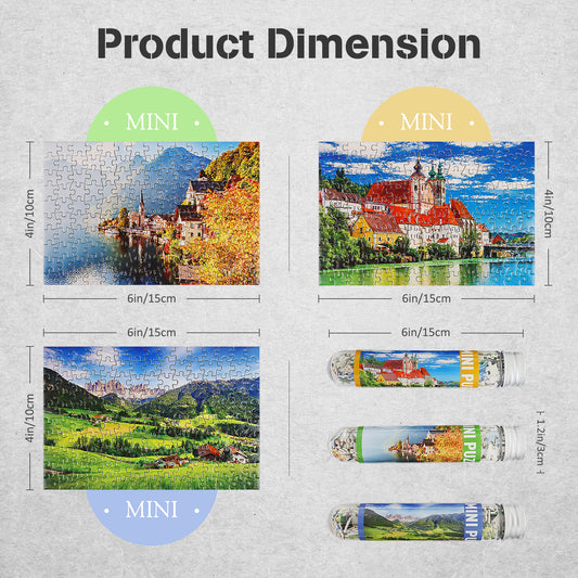 Mini Size Lake Mountain Landscape Puzzle 3 Pack 150 Pieces Puzzles for Adult 6 x 4 Inches