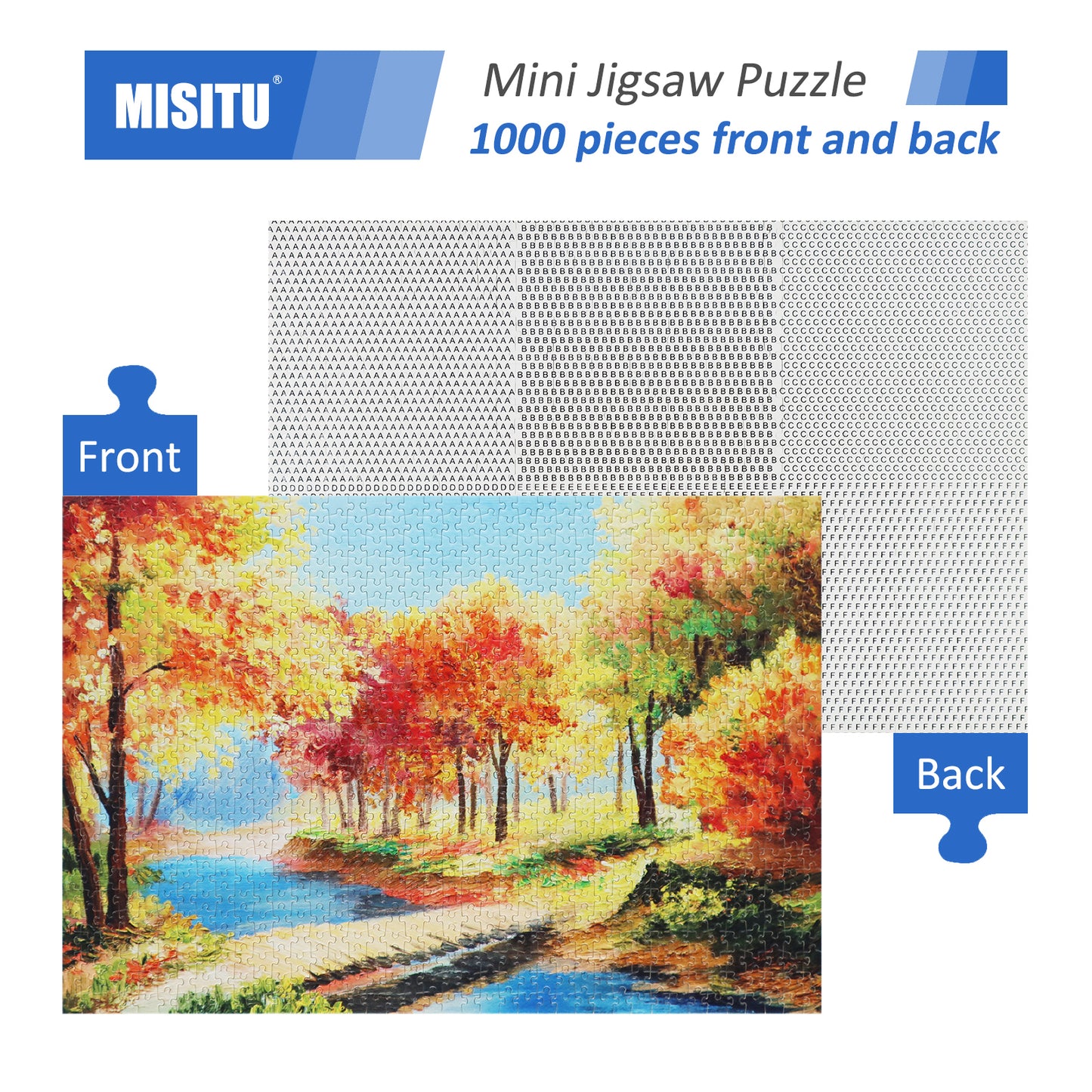 MISITU Mini Jigsaw Puzzles 1000 Pieces - Maple and Stream - Puzzle Decor 38x26cm