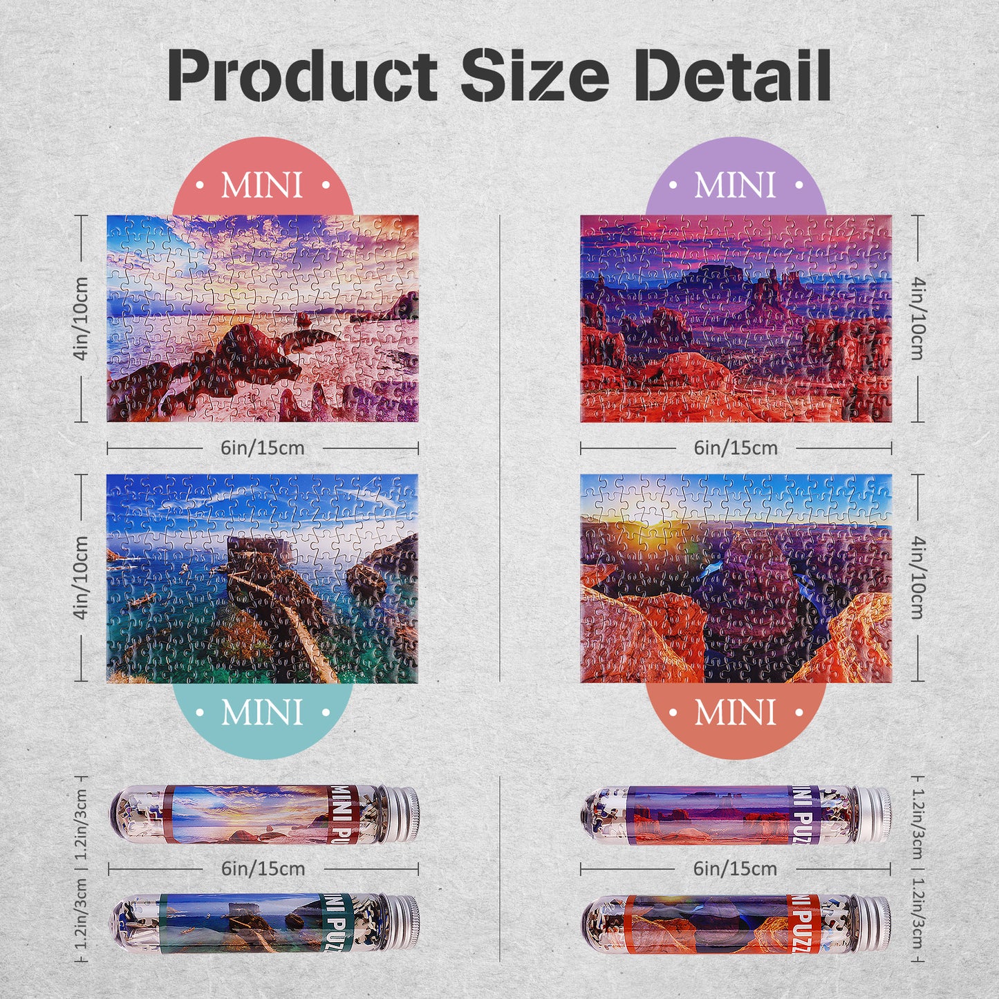Jigsaw Puzzles Mini Size 4 Pack 150 Pieces Puzzle Mountains Sea Puzzles for Adult 6 x 4 Inches