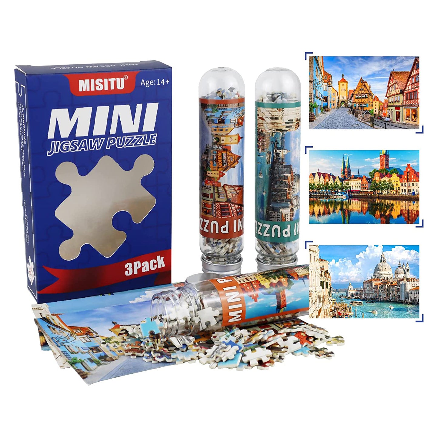 Mini Size 3 Pack 150 Pieces Puzzles for Adults European Landmarks Italy Germany 6 x 4 Inches