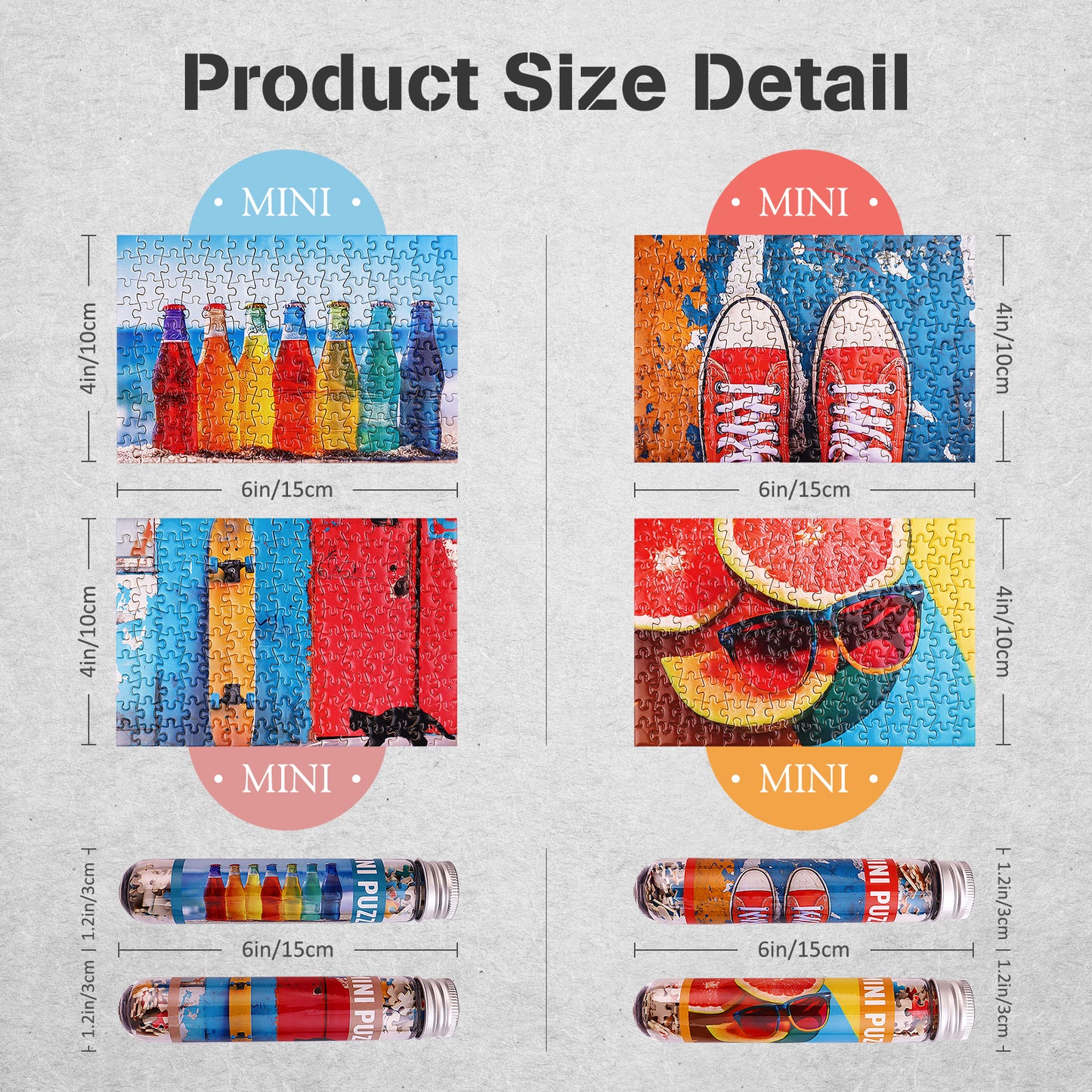 Jigsaw Puzzles Mini Size 4 Pack 150 Pieces Puzzle Summer Theme Puzzles for Adult 6 x 4 Inches