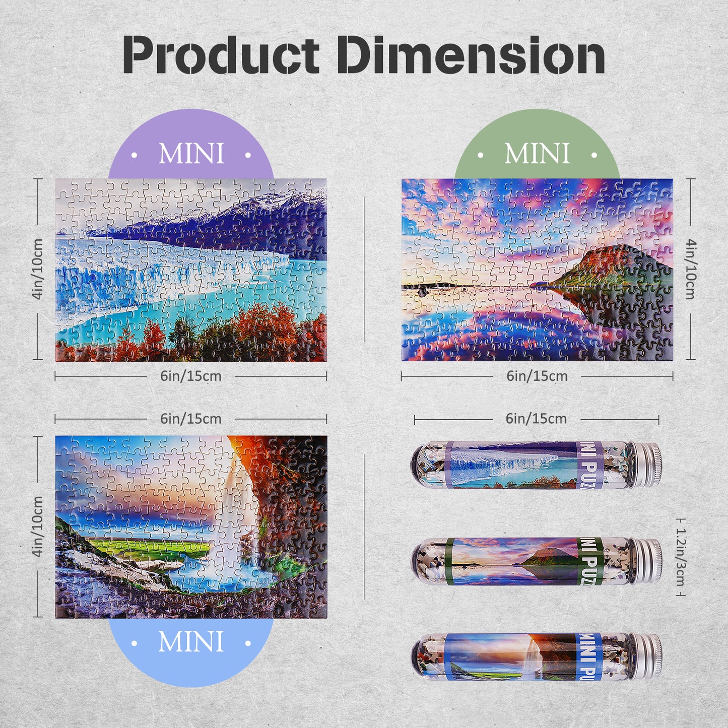 Jigsaw Puzzles Mini Size 3 Pack 150 Pieces Puzzle Glacier Waterfall Puzzles for Adult 6 x 4 Inches