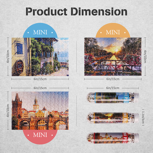 MISITU Mini Puzzle -Street Bridge - 3 Pack of 150 Pieces Puzzles for Adult Travel Puzzle 6 x 4 Inches