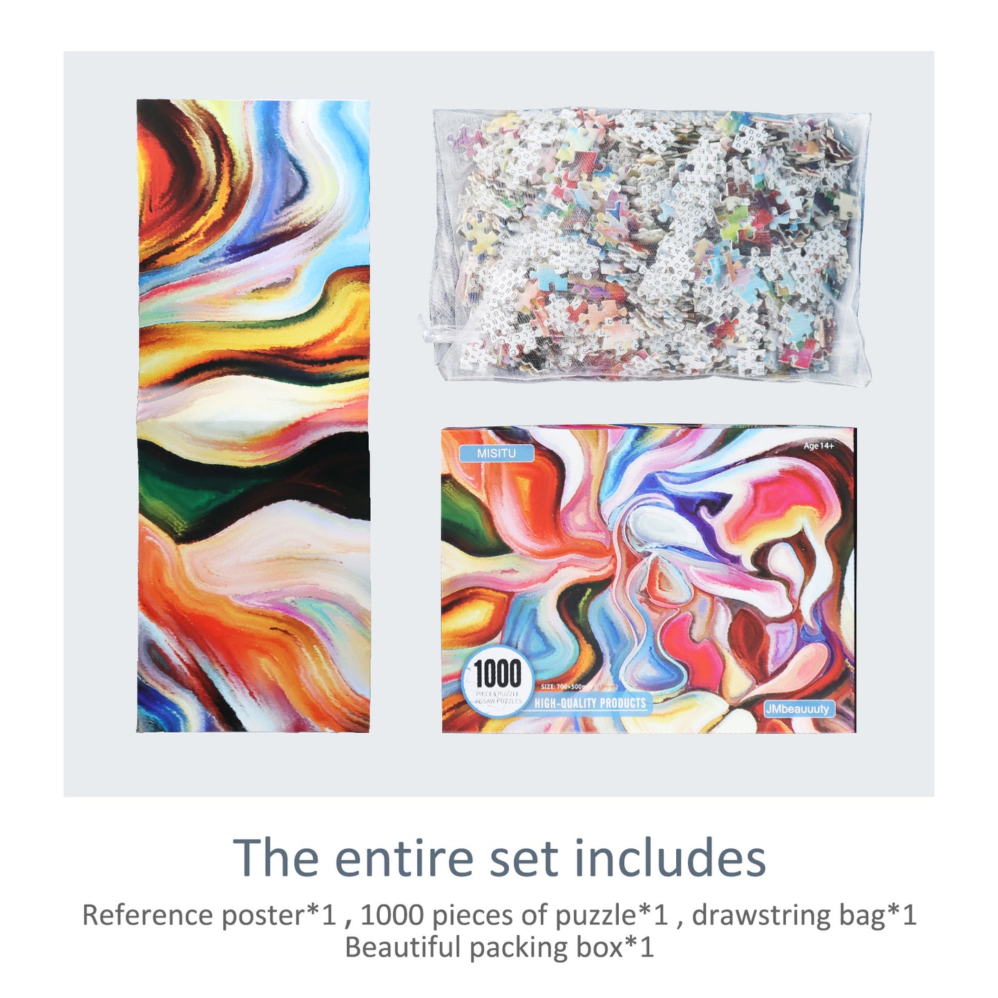 MISITU Puzzle Abstract Colorful Strips Jigsaw Puzzles 1000 Pieces Puzzles for Adults 28 x 20 Inches