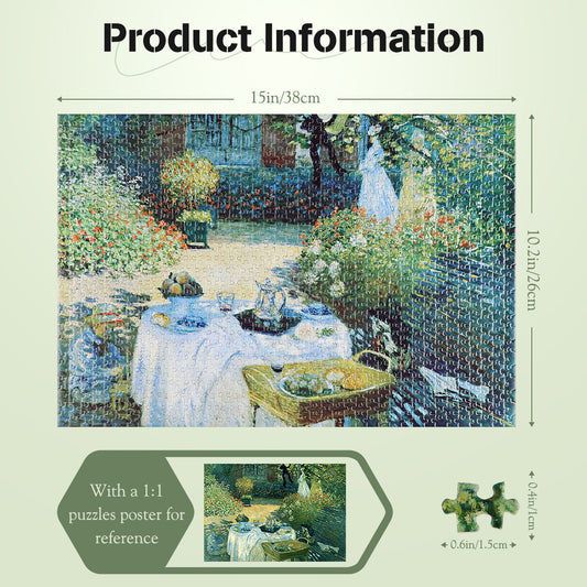 Mini Jigsaw Puzzles 1000 Pieces Monet Oil Painting Puzzle - The Lunch - Puzzle Decor 38x26cm