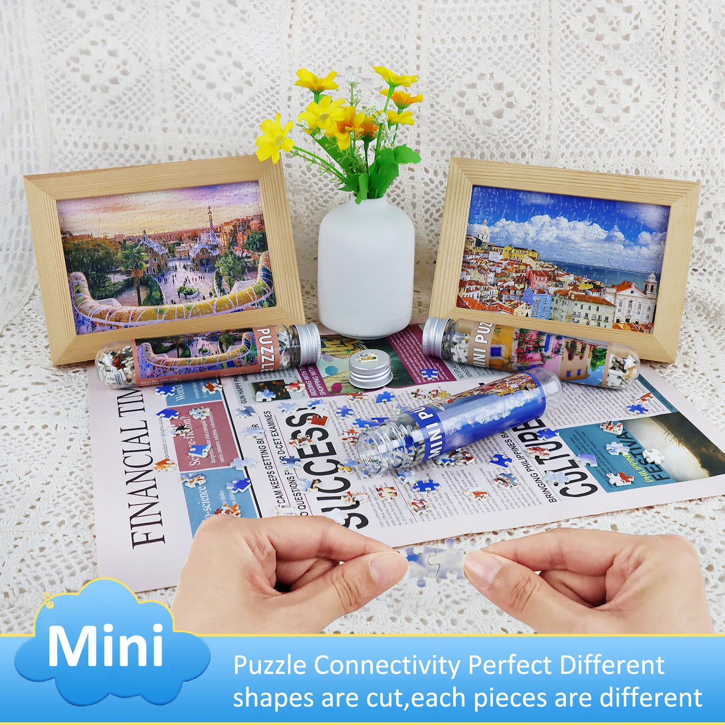 Jigsaw Puzzles Mini Size City View 3 Pack 150 Pieces Puzzles for Adult 6 x 4 Inches