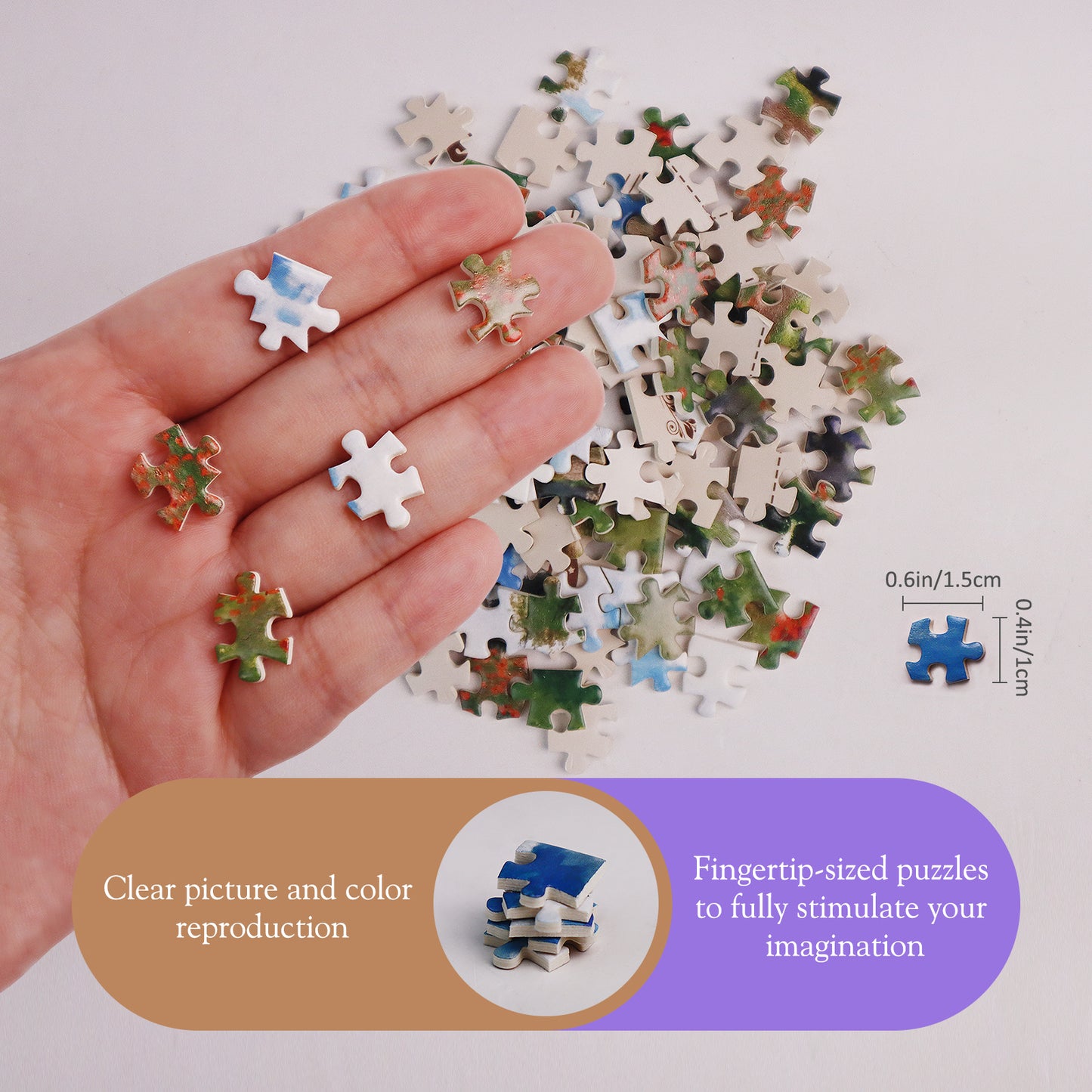 MISITU Mini Puzzle - Haystacks at Giverny - 3 Pack of 150 Pieces Puzzles for Adult Travel Puzzle 6 x 4 Inches