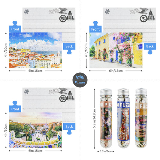 Jigsaw Puzzles Mini Size City View 3 Pack 150 Pieces Puzzles for Adult 6 x 4 Inches