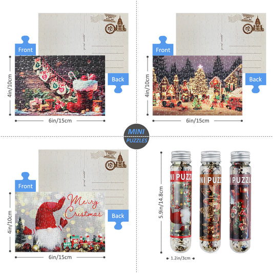 MISITU Mini Puzzle - Christmas- 3 Pack of 150 Pieces Puzzles for Adult 6 x 4 Inches