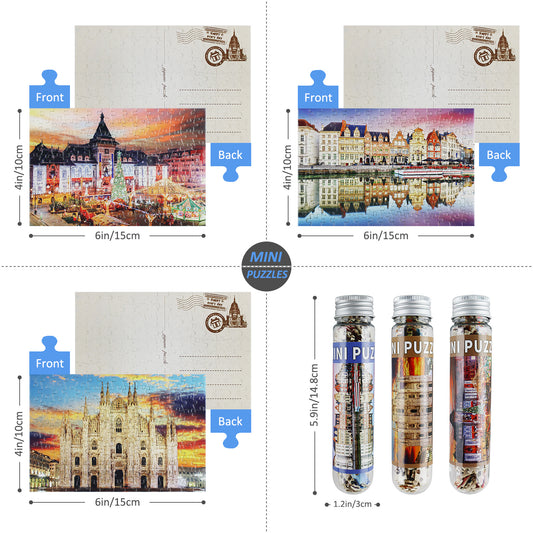 MISITU Mini Puzzle - Milan Cathedral - 3 Pack of 150 Pieces Puzzles for Adult 6 x 4 Inches