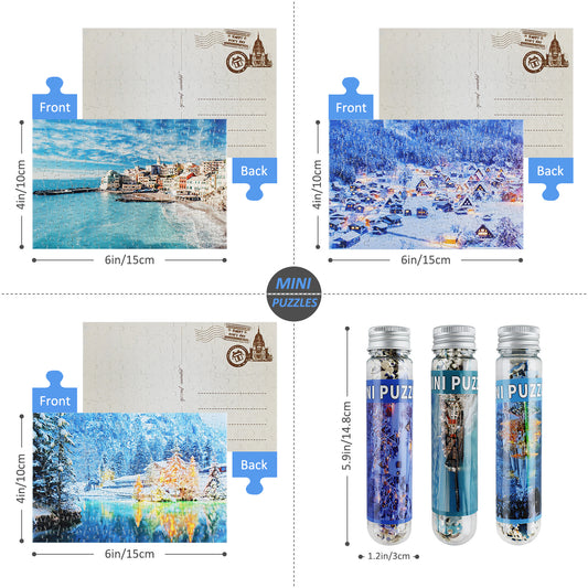 MISITU Mini Puzzle - Snow and Beach - 3 Pack of 150 Pieces Puzzles for Adult 6 x 4 Inches