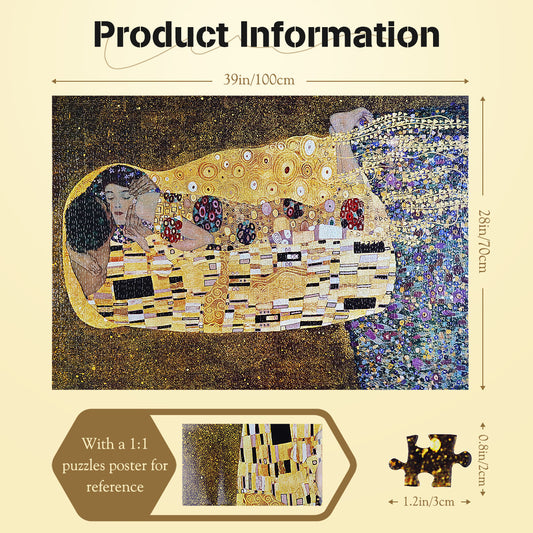 Large Jigsaw Puzzles 2000 Pieces The Kiss Klimt Oil Painting Artwork Puzzle