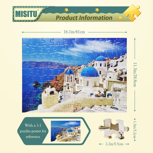 MISITU Jigsaw Puzzles 100 Pieces Aegean Sea Puzzle for Children and Adults