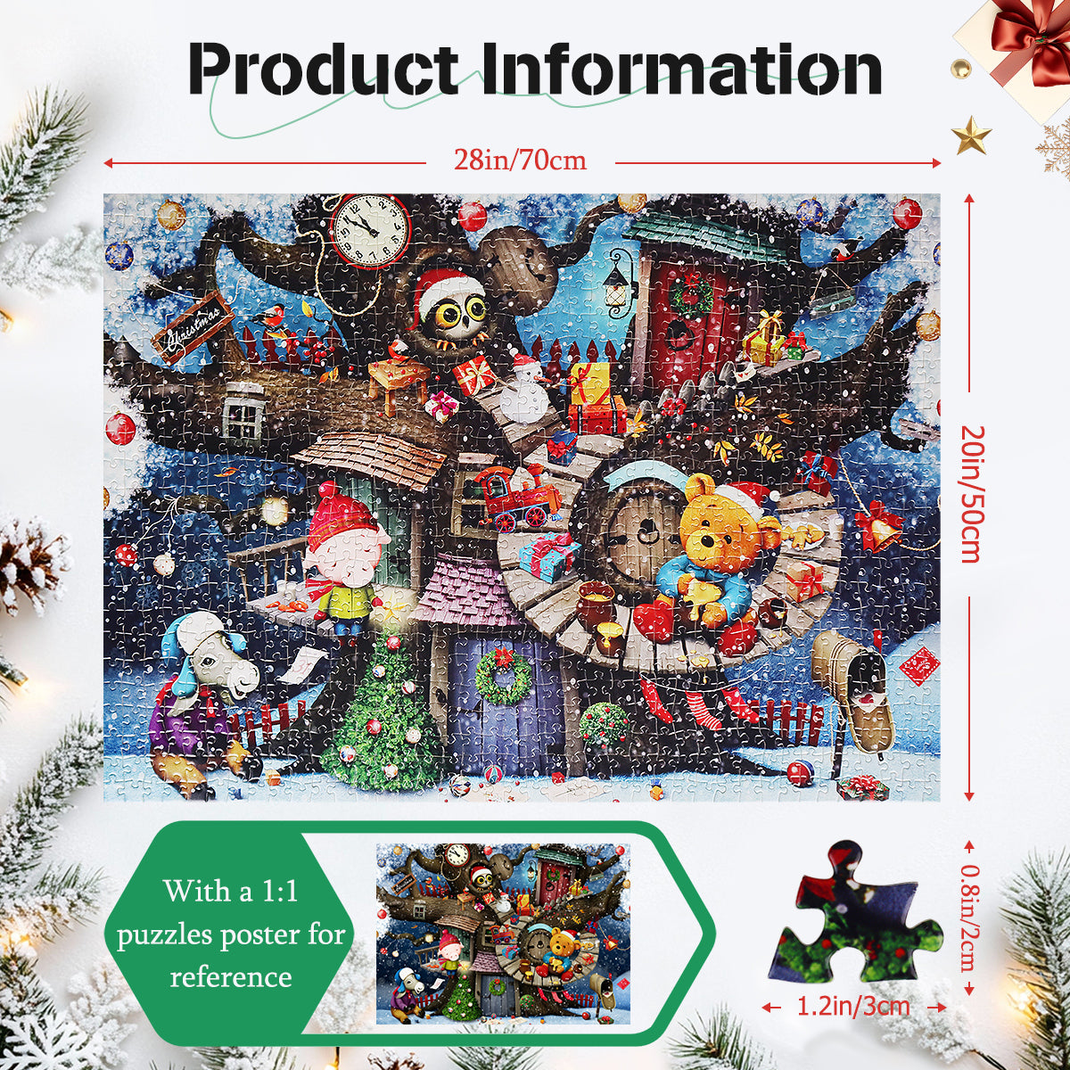 1000 Pieces Jigsaw Puzzles Challenge for Adults Christmas Animals Puzzles Home Decoration