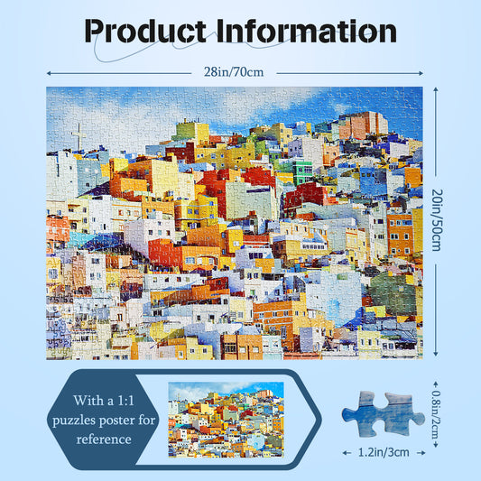 1000 Pieces Jigsaw Puzzles Challenge for Adults Spain Colorful City View Home Decoration