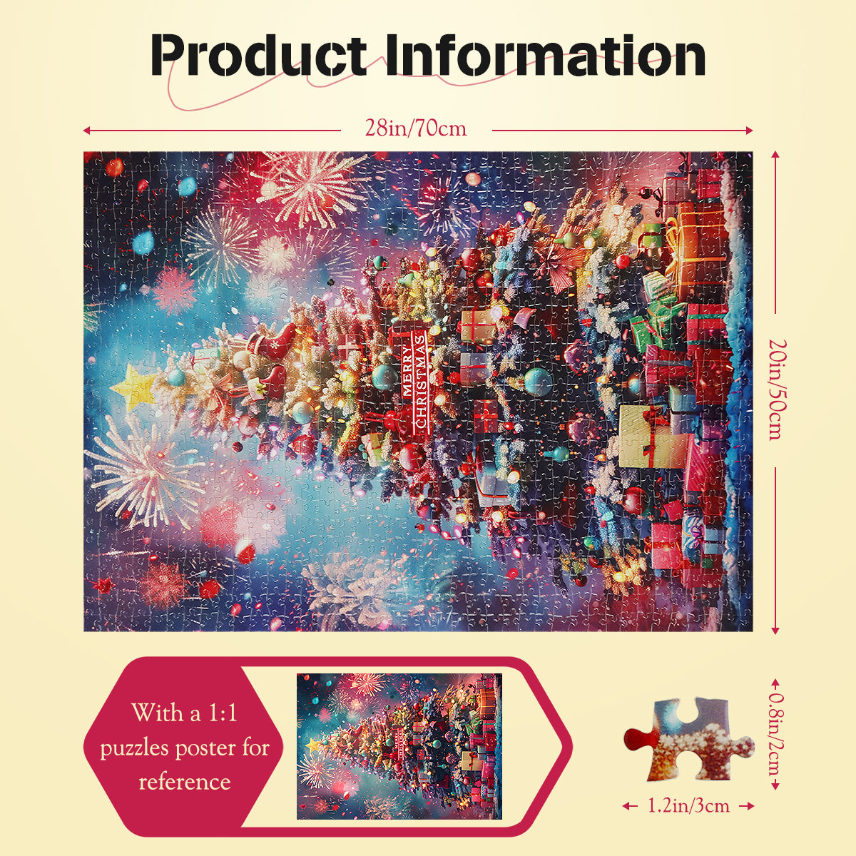 Christmas Jigsaw Puzzles 1000 Pieces Christmas Tree Puzzles Challenge for Adults Home Decoration