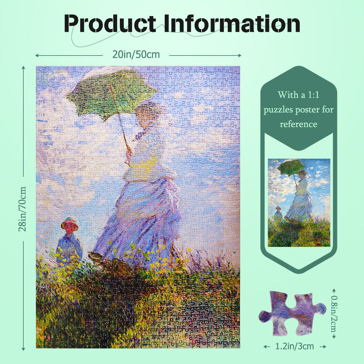 1000 Pieces Jigsaw Puzzles Challenge for Adults Women with Parasol by Monet Home Decoration