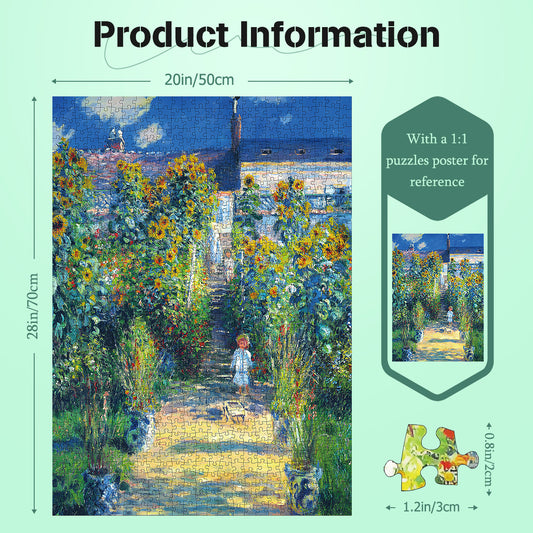 1000 Pieces Jigsaw Puzzles Challenge for Adults Home Decoration Monet Garden Painting