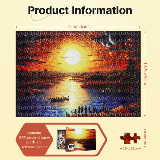 MISITU Mini Jigsaw Puzzles 1000 Pieces - Sunset Totem - Puzzle Decor 38x26cm
