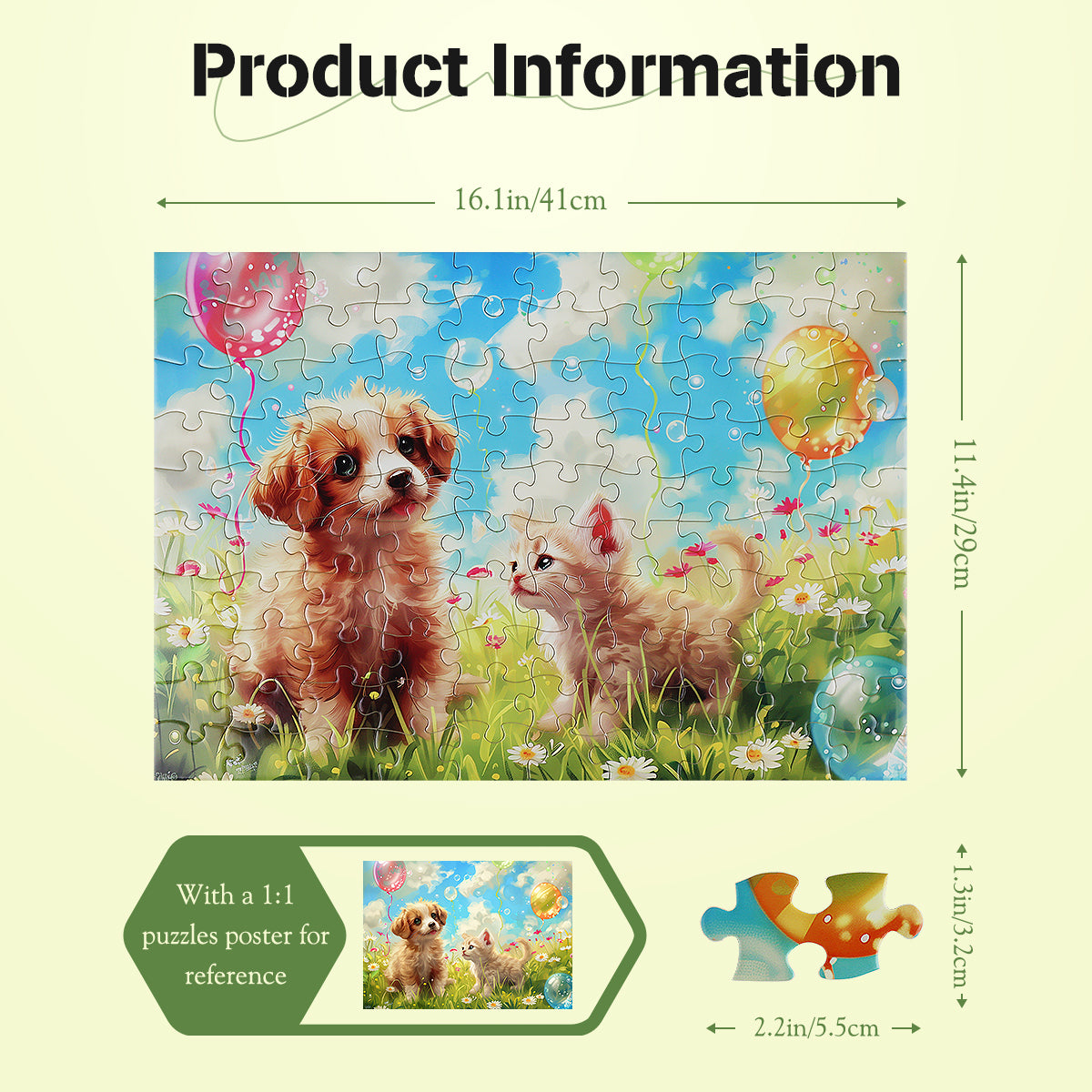 MISITU Jigsaw Puzzles 100 Pieces for Children and Adults - Cute Cat and Dog