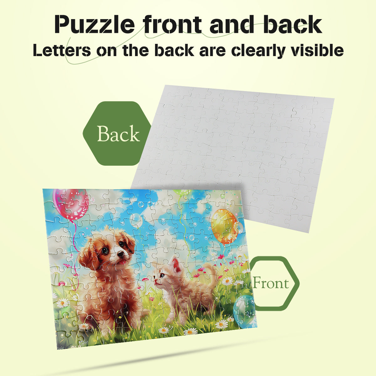 MISITU Jigsaw Puzzles 100 Pieces for Children and Adults - Cute Cat and Dog