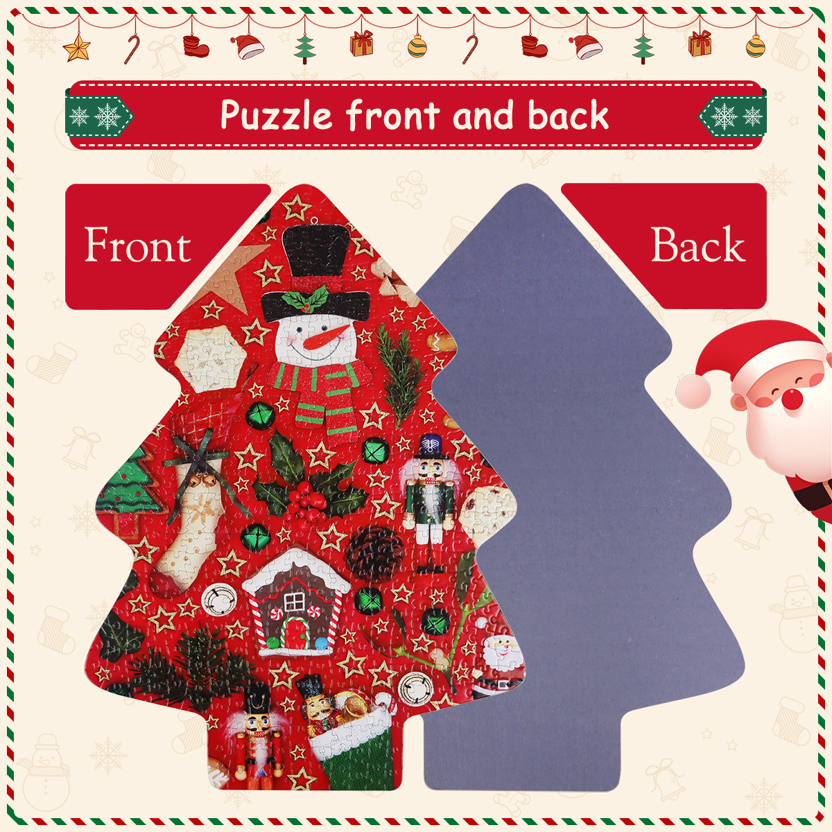 451 Pieces Christmas Tree Shape Snowman Jigsaw Puzzles Challenge for Kids and Adults Home Decoration