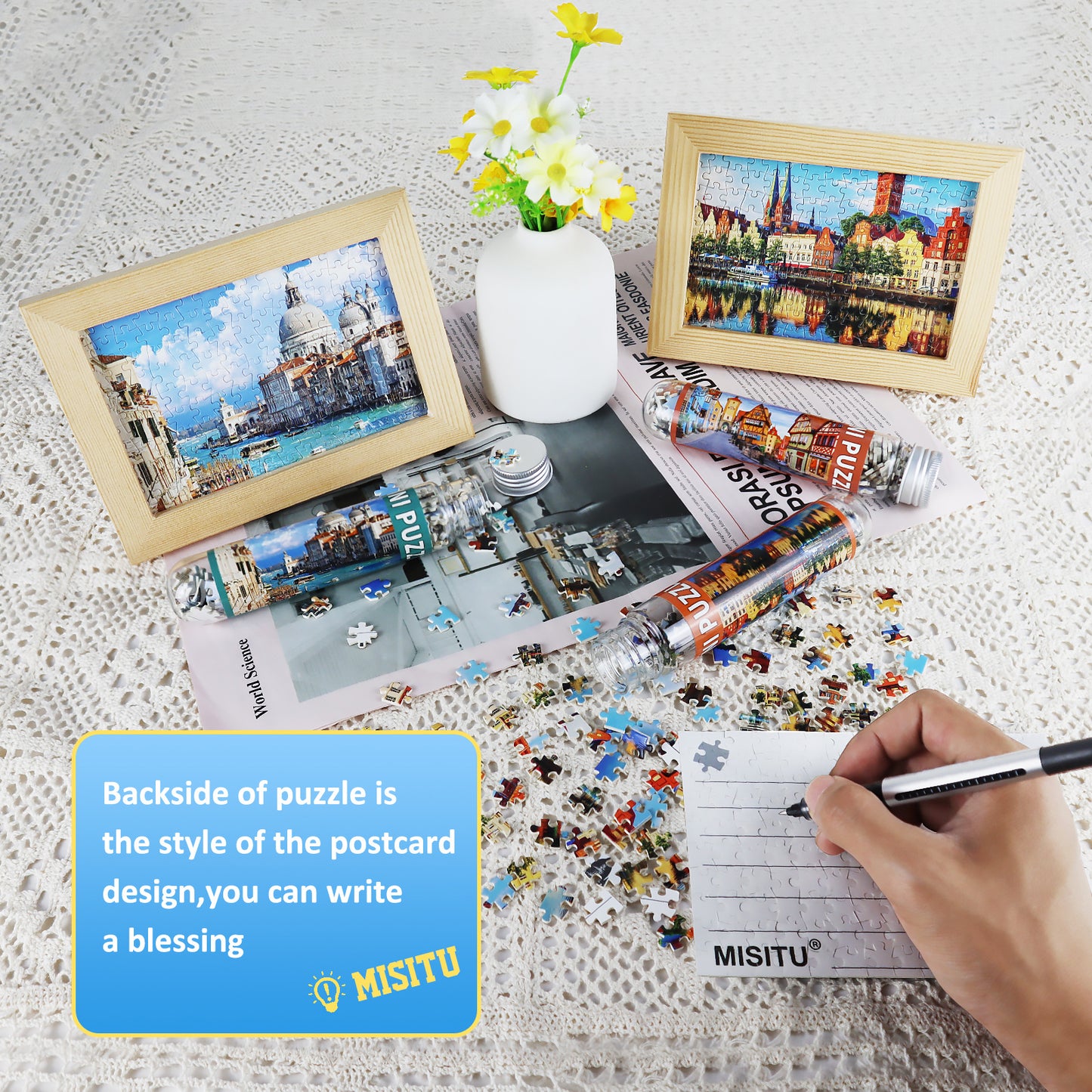 Mini Size 3 Pack 150 Pieces Puzzles for Adults European Landmarks Italy Germany 6 x 4 Inches