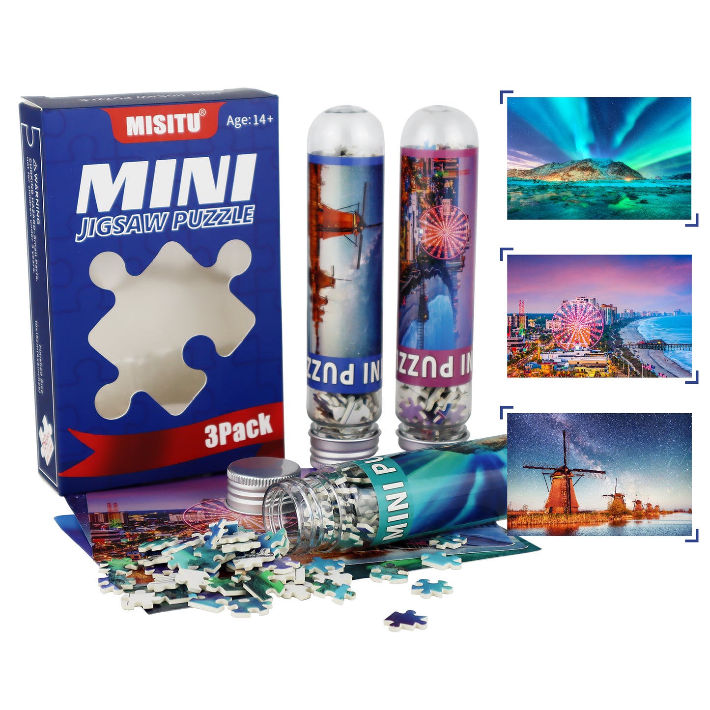 MISITU Puzzle Mini Size 3 Pack 150 Pieces Puzzles for Adults 6 x 4 Inches