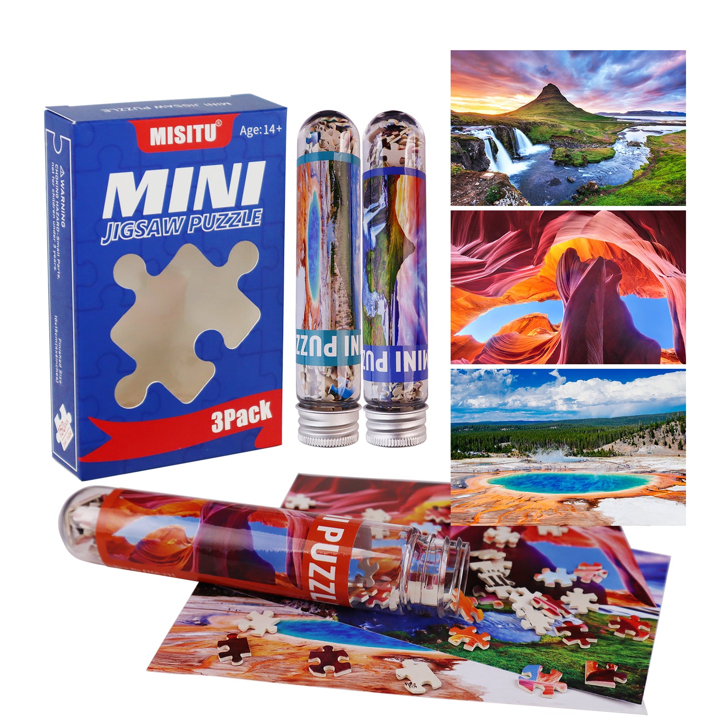 Jigsaw Puzzles Mini Size 3 Pack 150 Pieces Puzzle Valley Lake Puzzles for Adult 6 x 4 Inches