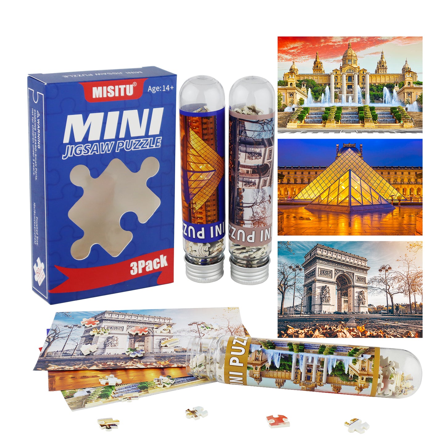 Mini Jigsaw Puzzles 3 Pack 150 Pieces Puzzles - Arc de Triomphe - for Adult 6 x 4 Inches