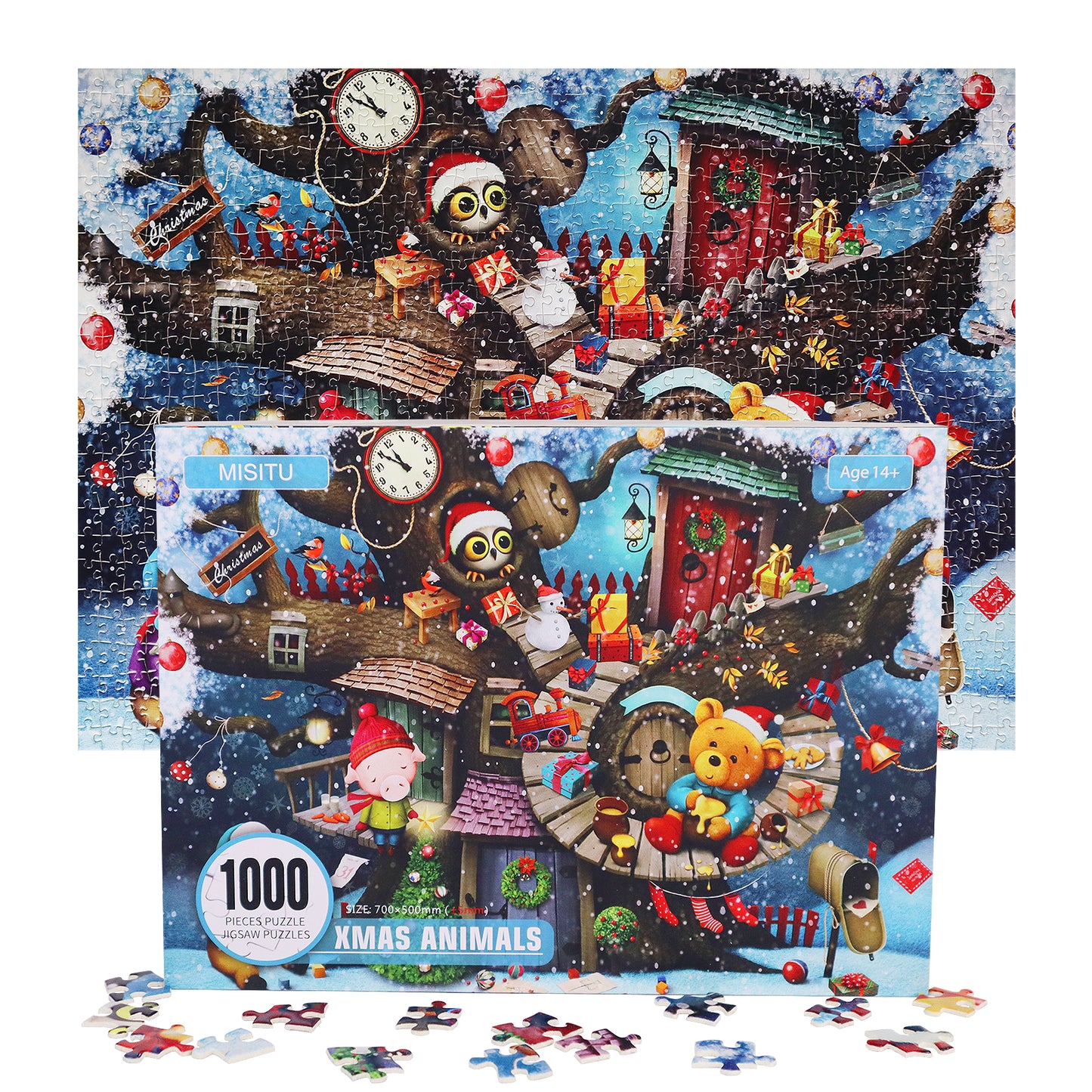 1000 Pieces Jigsaw Puzzles Challenge for Adults Christmas Animals Puzzles Home Decoration