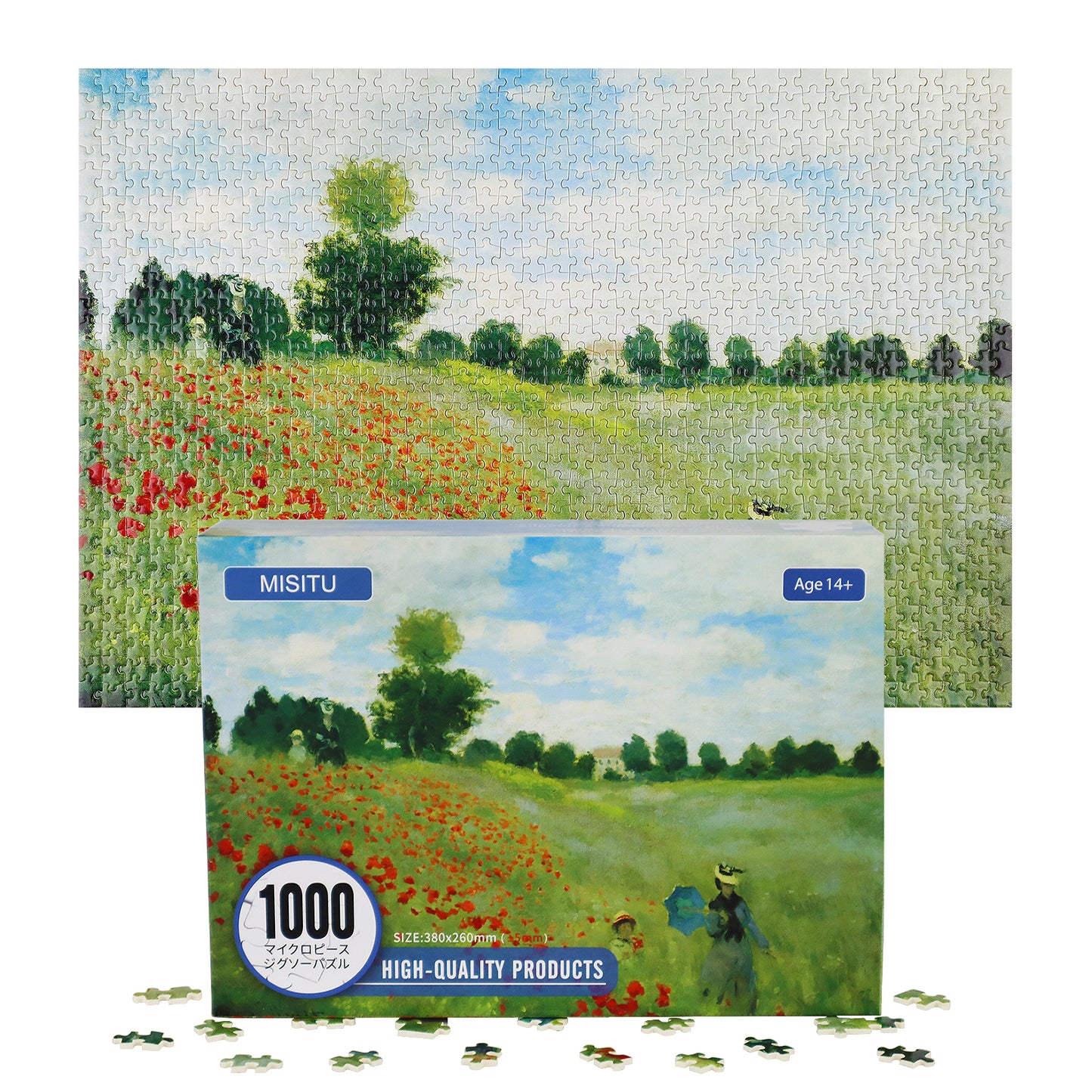 Mini Jigsaw Puzzles 1000 Pieces Monet Oil Painting Puzzle - Coquelicots - Puzzle Decor 38x26cm