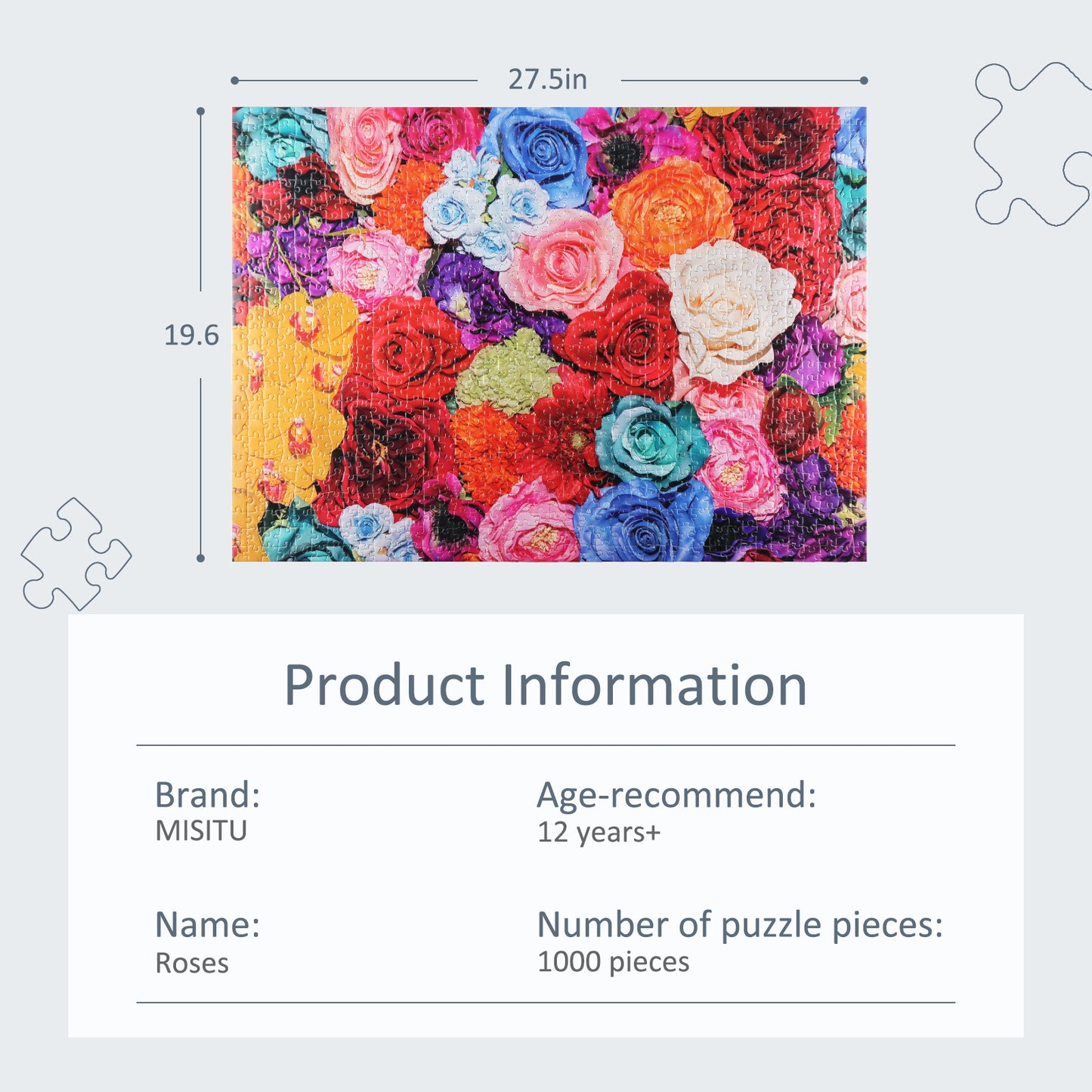 MISITU Puzzle Flowers Jigsaw Puzzles 1000 Pieces Puzzles for Adults 28 x 20 Inches
