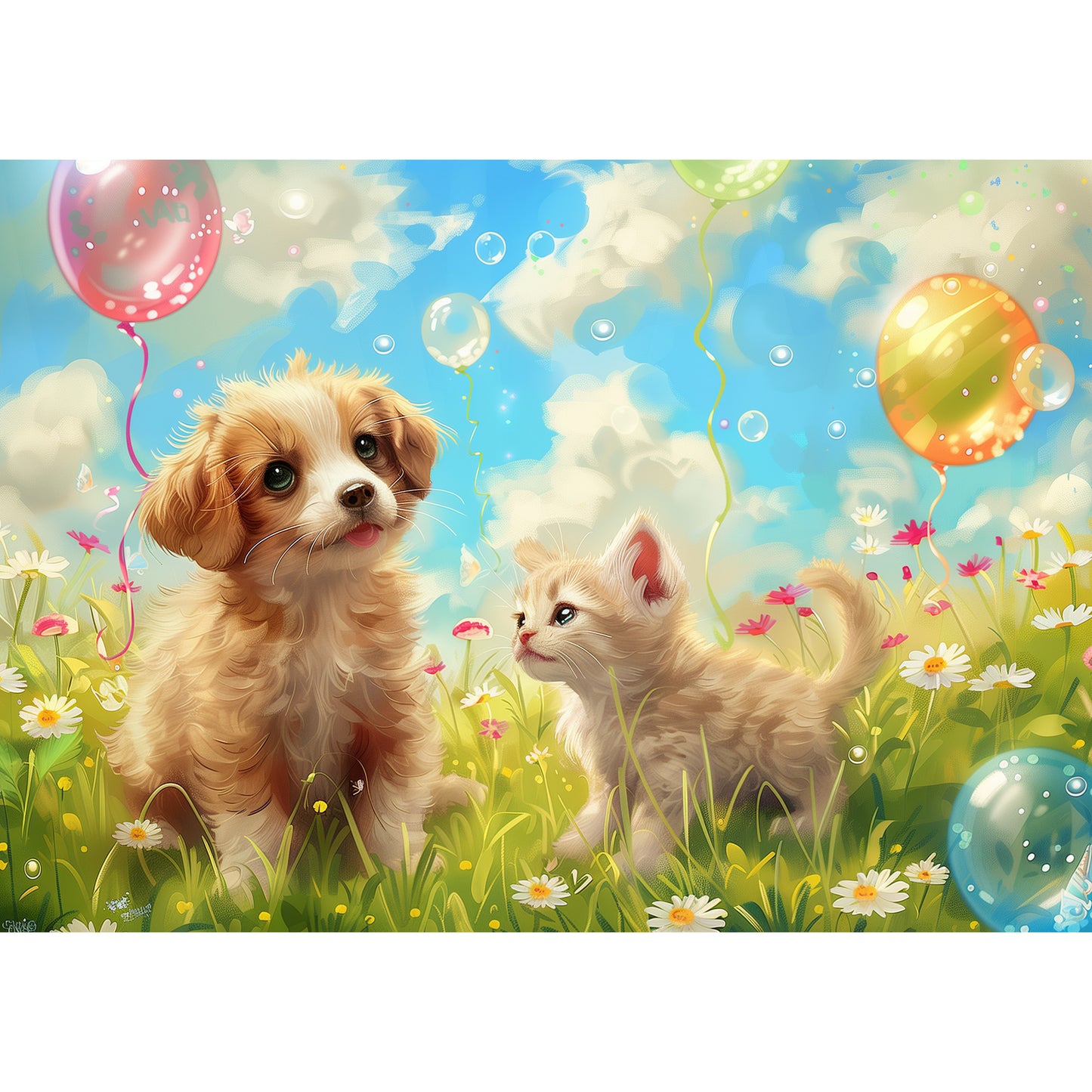 MISITU Jigsaw Puzzles 100 Pieces for Children and Adults - Cute Cat and Dog
