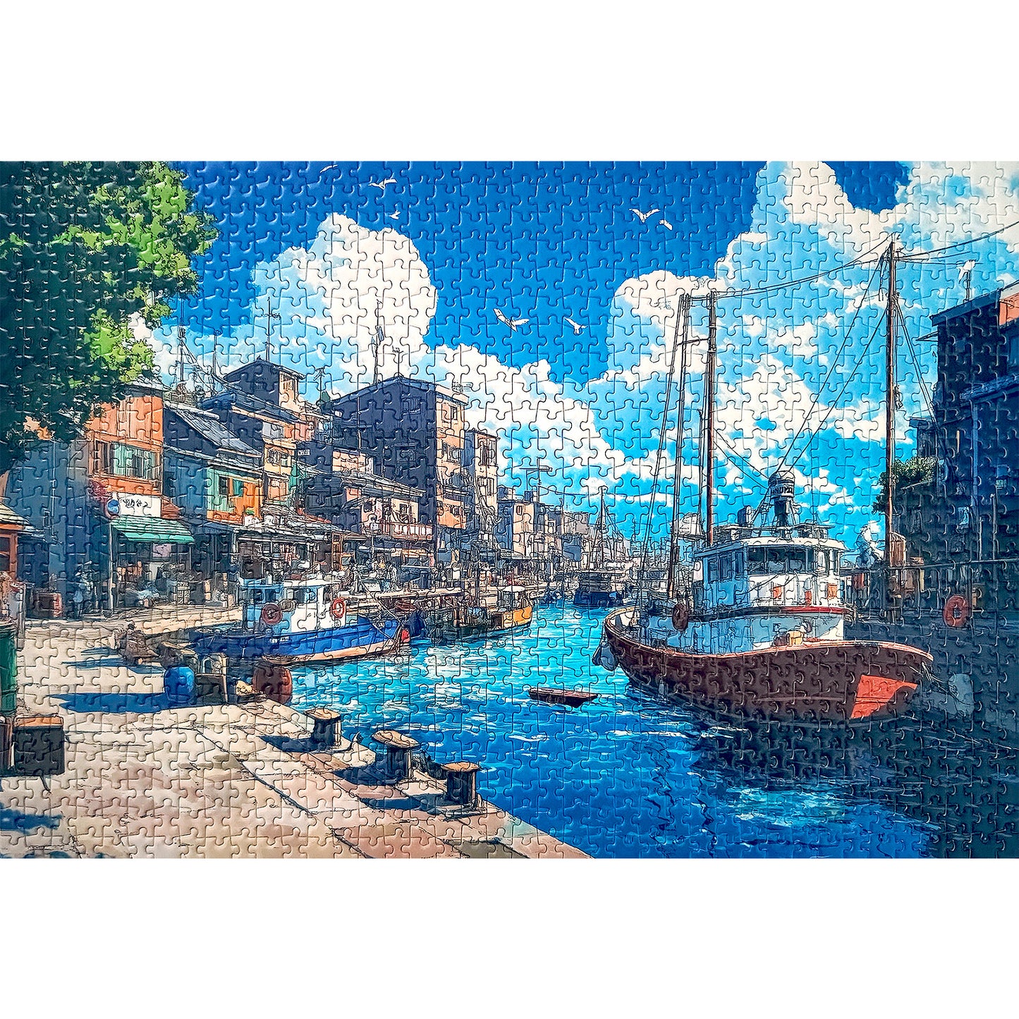 Mini Piece Puzzles 1000 Pieces Puzzle Harbor Puzzle Decor 38x26cm