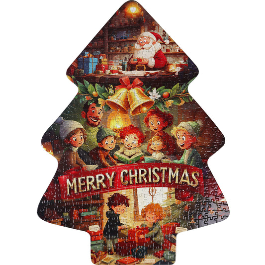 451 Pieces Christmas Tree Shape Jigsaw Puzzles Challenge for Kids and Adults Home Decoration