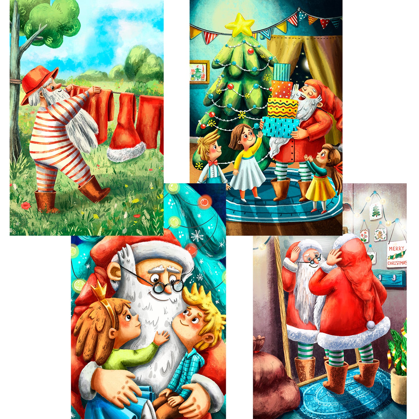 Christmas Theme Jigsaw Puzzles Mini Size 4 Pack 150 Pieces Puzzle Santa Claus Puzzles for Adult 6 x 4 Inches