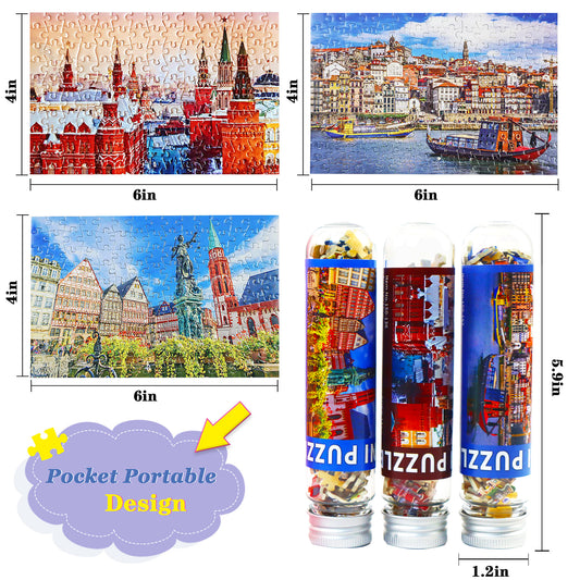 Mini Size 3 Pack 150 Pieces Puzzles Moscow Landmarks for Adult 6 x 4 Inches